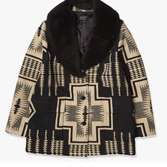 Sold! Pendleton Harding Wahkeena Shearling Collar Coat Wool Small NWT - Picture 1 of 3
